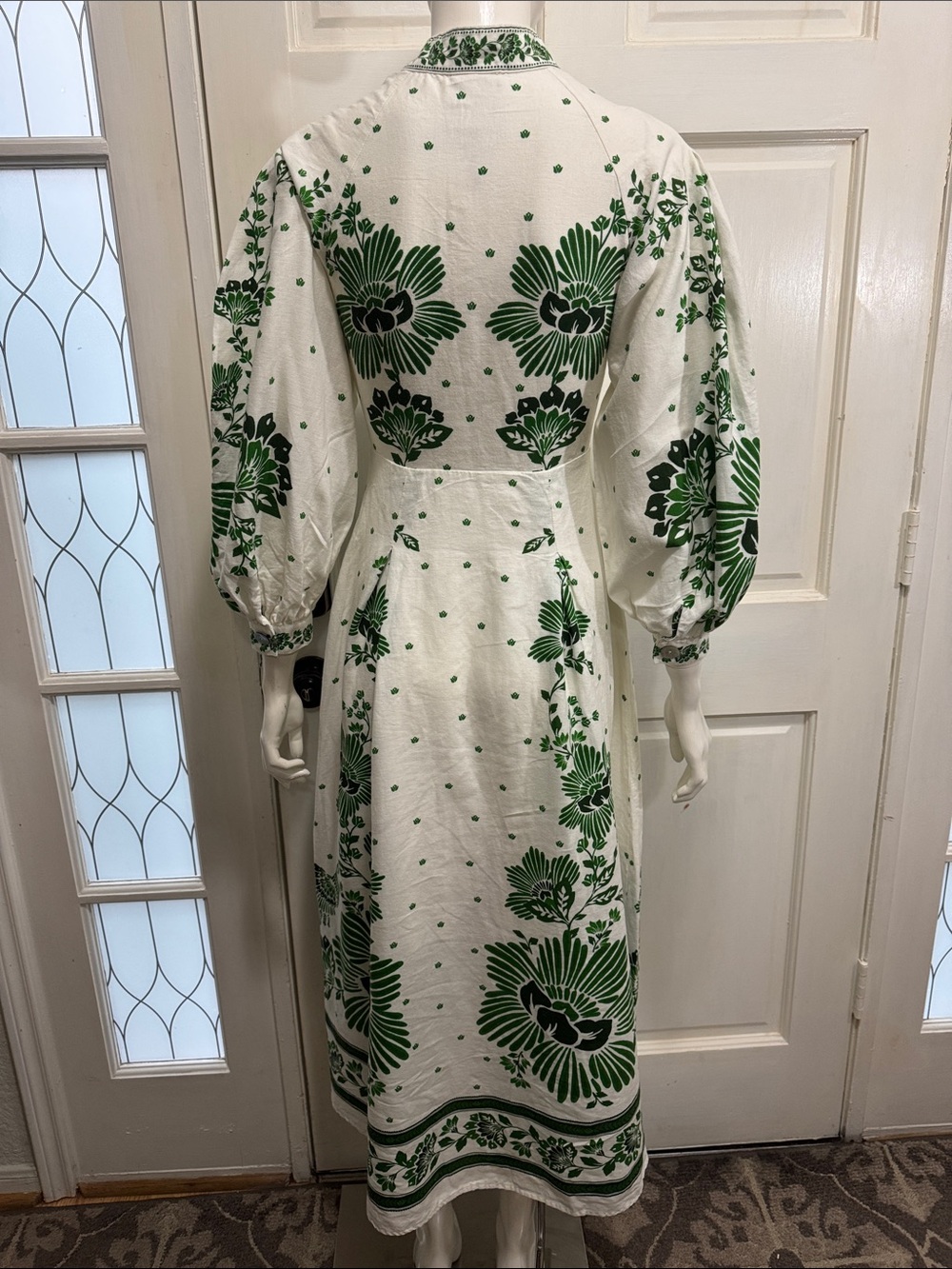 Farm Rio Forest Soul Green Floral Embroidered Maxi Long Sleeve Dress Size XS - Picture 9 of 14